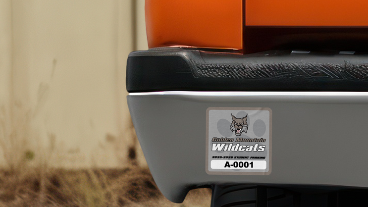 Paw Print Square School Parking Permit Sticker C