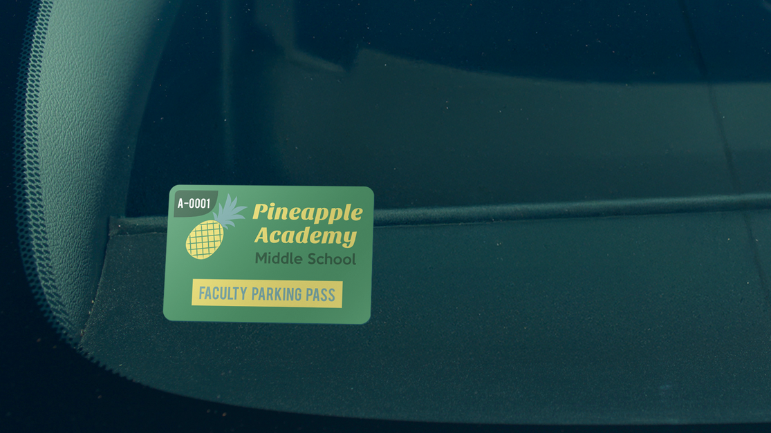 Rectangular Parking Permit Sticker With Border