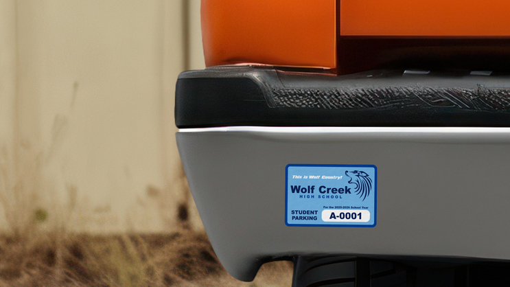 School Mascot Rectangle Parking Permit Sticker B