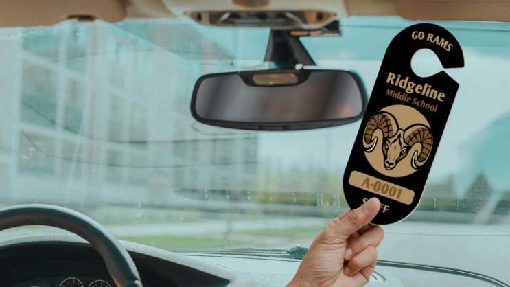 Two Color Large Apartment Oval Parking Permit Hang Tag C