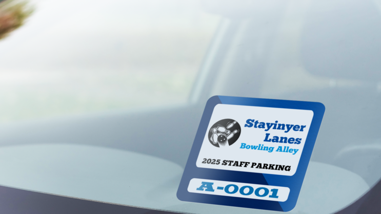 Two Color Square Employee Parking Permit Sticker B