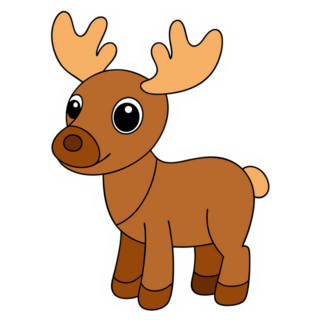 A Baby Moose Cartoon Sticker