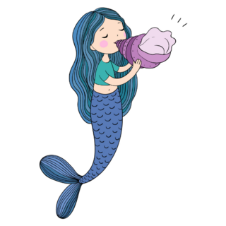 A Beautiful Little Mermaid With A Shell Sticker