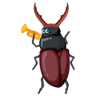 A Beetle Cartoon Playing Instrument Sticker
