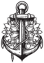 A Black And White Anchor Illustration Flower Sticker