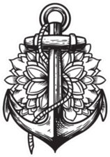 A Black And White Anchor Illustration Flower Sticker