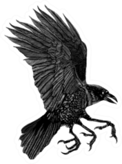 A Black And White Illustration Of A Three-legged Crow Sticker