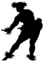 A Black Silhouette Of A Muscular Male Hula Dancer Sticker
