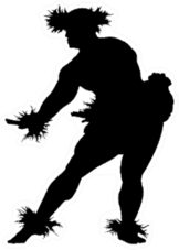 A Black Silhouette Of A Muscular Male Hula Dancer Sticker
