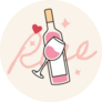 A Bottle Of Rose Wine Lettering Illustration Sticker
