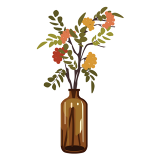 A Bouquet Of Autumn Flowers In A Glass Bottle Sticker