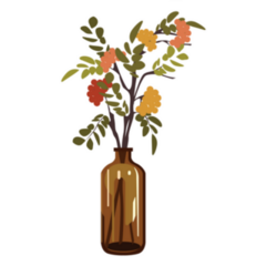 A Bouquet Of Autumn Flowers In A Glass Bottle Sticker