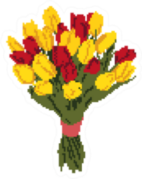 A Bouquet Of Yellow, Red Tulips Sticker