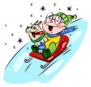 A Boy Rides A Sled With A Dog Sticker