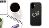 A Bulldog Dog Angry With Bowling Ball Sticker on a Phone (New) example