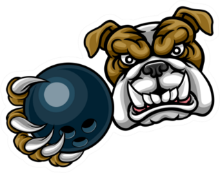 A Bulldog Dog Angry With Bowling Ball Sticker