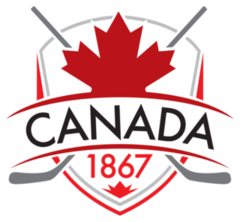 A Canadian Crest With Crossed Hockey Sticks Sticker