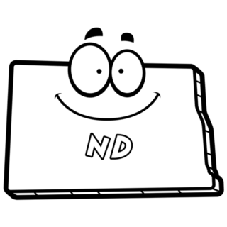 A Cartoon Illustration Of North Dakota With A Smile Sticker