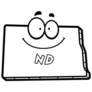 A Cartoon Illustration Of North Dakota With A Smile Sticker