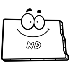 A Cartoon Illustration Of North Dakota With A Smile Sticker