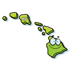 A Cartoon Illustration Of The State Of Hawaii Smiling Sticker