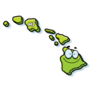 A Cartoon Illustration Of The State Of Hawaii Smiling Sticker