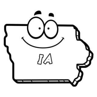A Cartoon Illustration Of The State Of Iowa Smiling Sticker