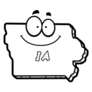 A Cartoon Illustration Of The State Of Iowa Smiling Sticker
