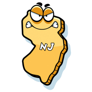 A Cartoon Illustration Of The State Of New Jersey Sticker