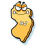 A Cartoon Illustration Of The State Of New Jersey Sticker