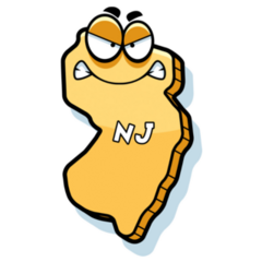 A Cartoon Illustration Of The State Of New Jersey Sticker