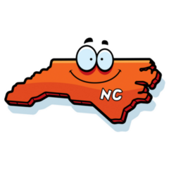 A Cartoon Illustration Of The State Of North Carolina Sticker