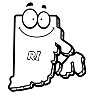 A Cartoon Illustration Of The State Of Rhode Island Smiling Sticker