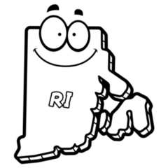 A Cartoon Illustration Of The State Of Rhode Island Smiling Sticker