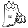 A Cartoon Illustration Of The State Of Rhode Island Smiling Sticker