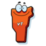 A Cartoon Illustration Of The State Of Vermont Smiling Sticker