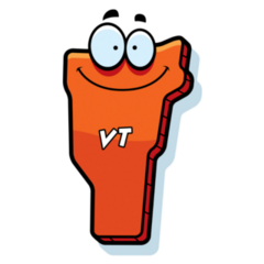 A Cartoon Illustration Of The State Of Vermont Smiling Sticker