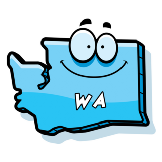 A Cartoon Illustration Of The State Of Washington Smiling Sticker