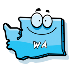 A Cartoon Illustration Of The State Of Washington Smiling Sticker