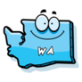 A Cartoon Illustration Of The State Of Washington Smiling Sticker
