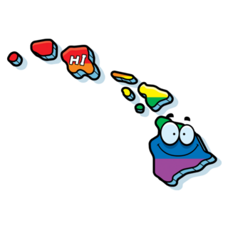 A Cartoon Illustration Rainbow State Of Hawaii Sticker