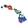 A Cartoon Illustration Rainbow State Of Hawaii Sticker