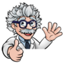 A Cartoon Scientist Professor Thumbs Up Sticker