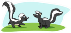 A Cartoony Illustration Of Two Skunks Sticker