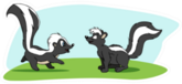 A Cartoony Illustration Of Two Skunks Sticker