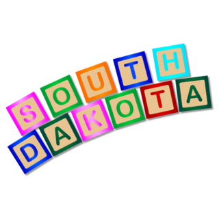 A Collection Of Wooden Block Letters Spelling South Dakota Sticker