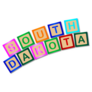 A Collection Of Wooden Block Letters Spelling South Dakota Sticker