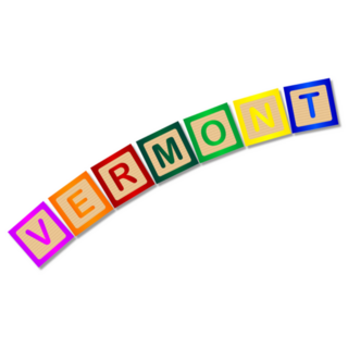 A Collection Of Wooden Block Letters Spelling Vermont Sticker