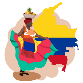 A Colombian Woman In Front Of A Map Sticker