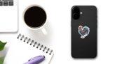 A Colored Rooster Engraving Style Sticker on a Phone (New) example
